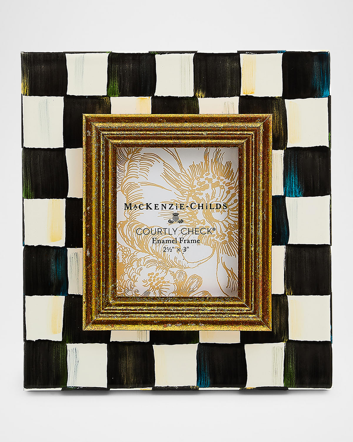 MACKENZIE-CHILDS COURTLY CHECK ENAMEL FRAME, 2.5" X 3" PROD144160186