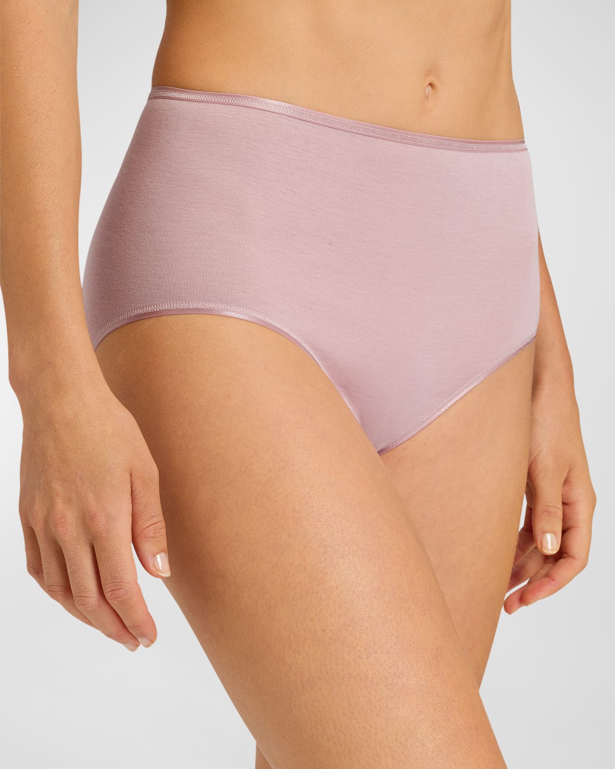 HANRO COTTON SEAMLESS SATIN-TRIM BRIEFS