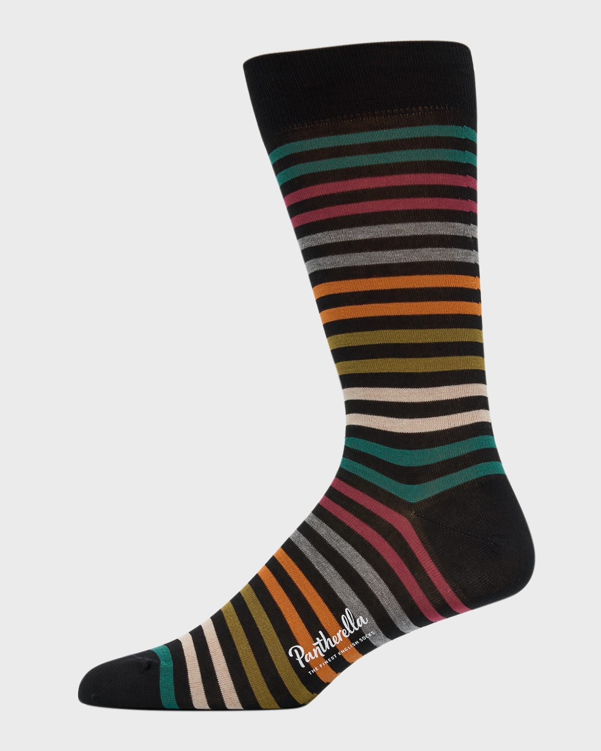 Pantherella Cotton-blend Striped Socks In Black 11