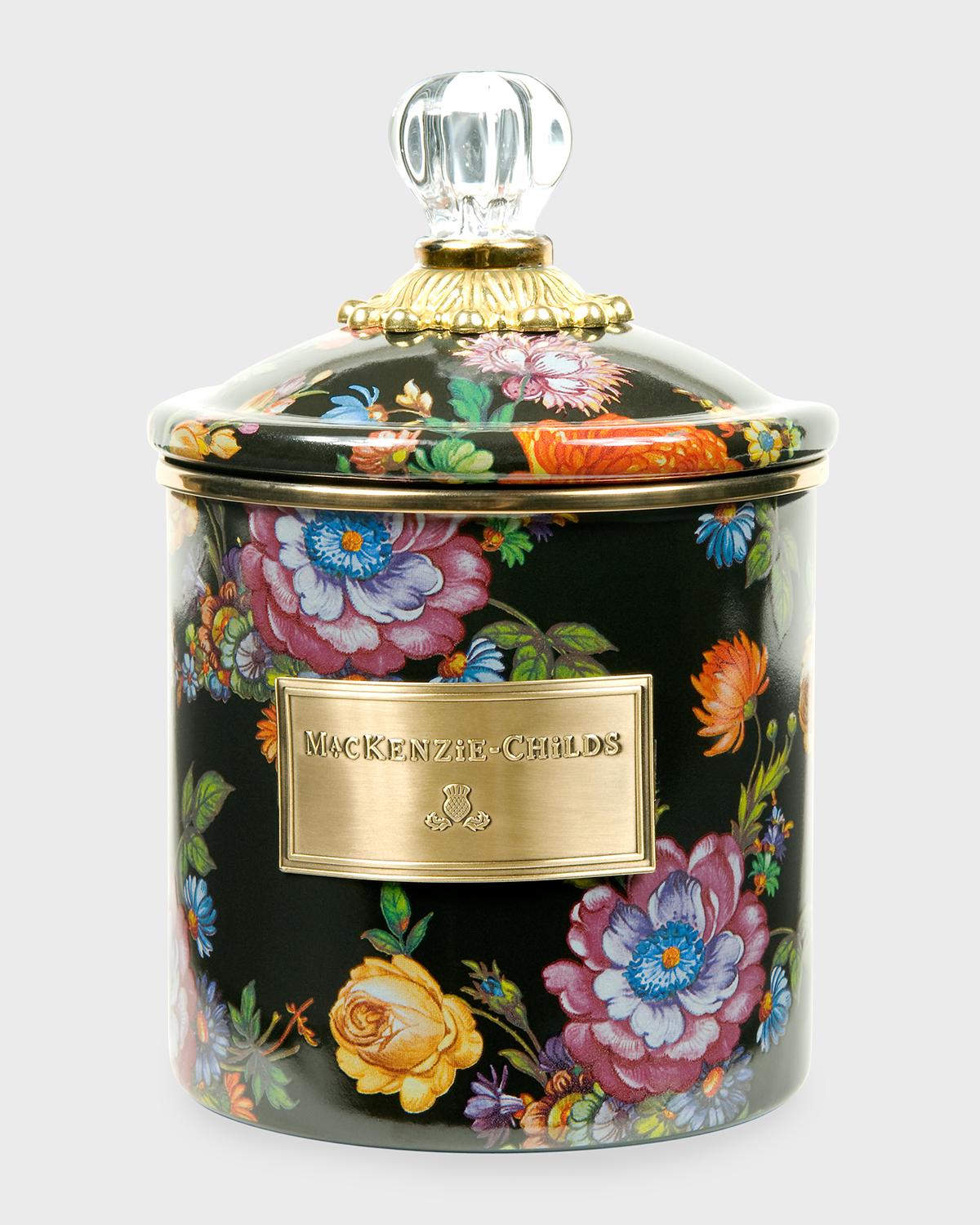 Mackenzie-childs Small Flower Market Canister In Black