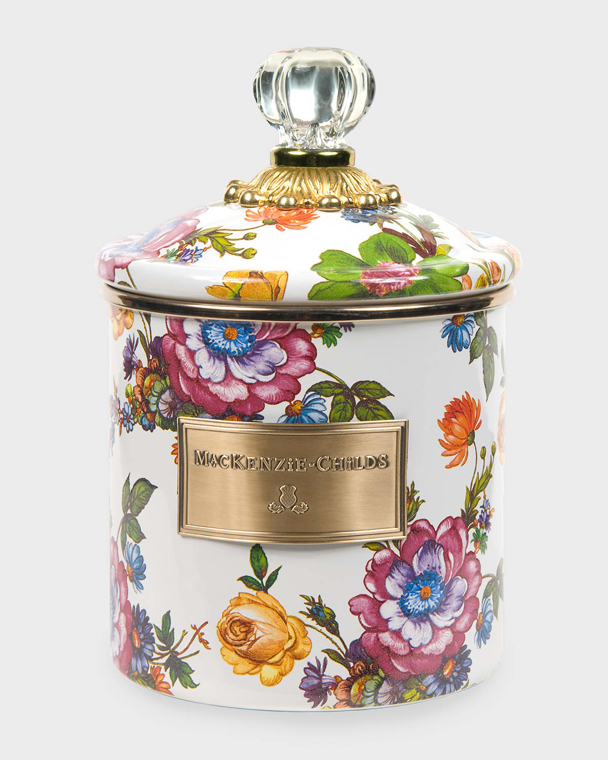 Mackenzie-childs Small Flower Market Canister In White