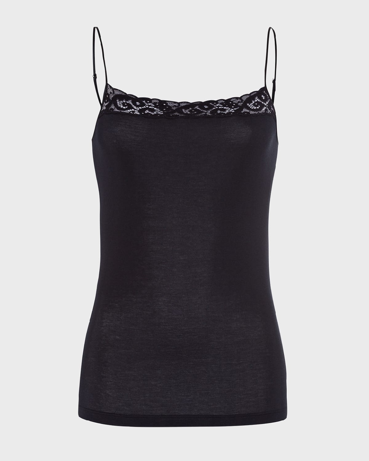 Shop Hanro Moments Lace-trimmed Camisole In Black