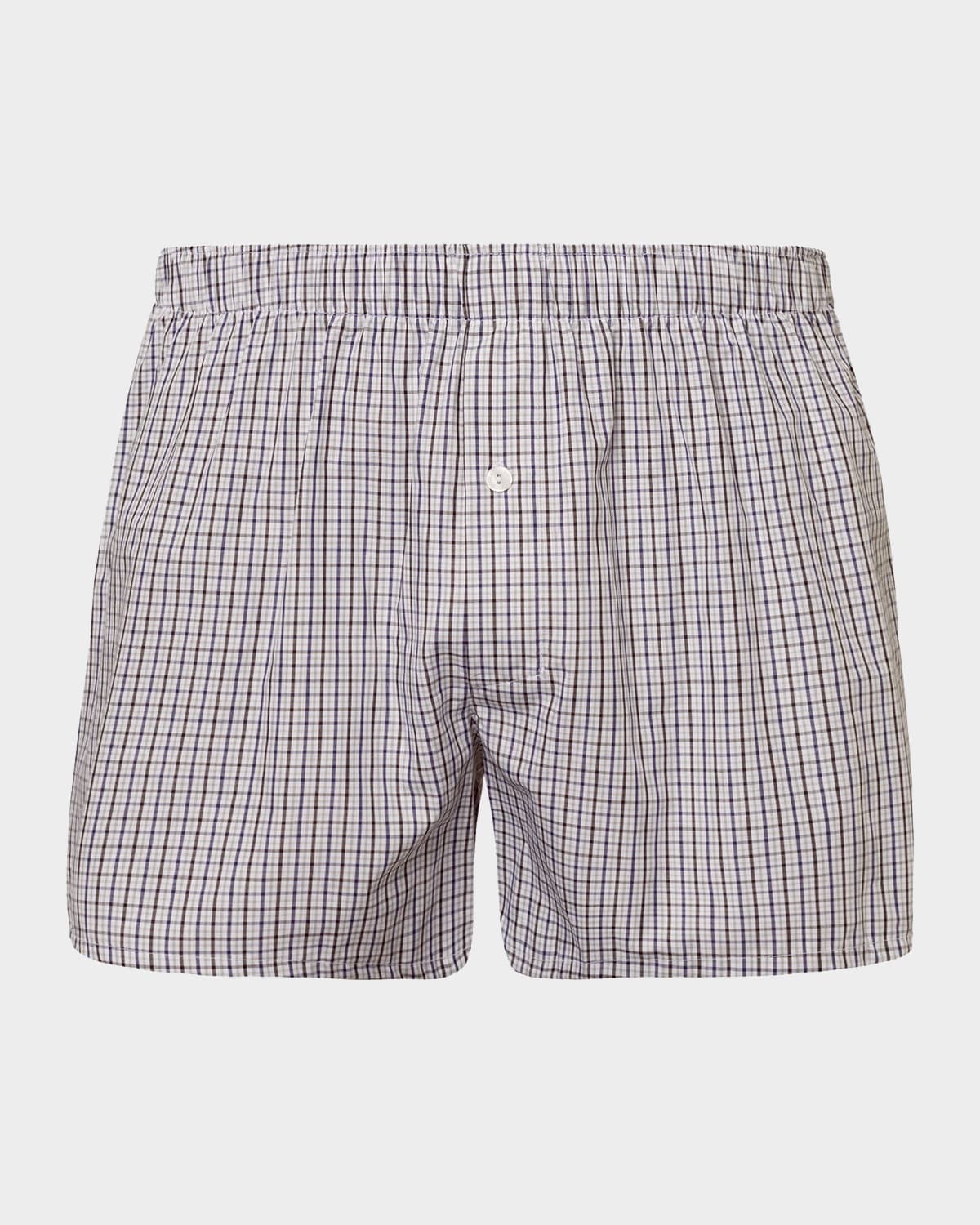 Hanro Men's Fancy Woven Cotton Boxers In Shaded Check