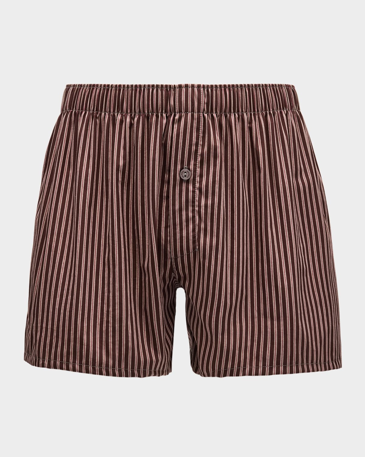 Hanro Men's Fancy Woven Cotton Boxers In Dark Wine Stripe