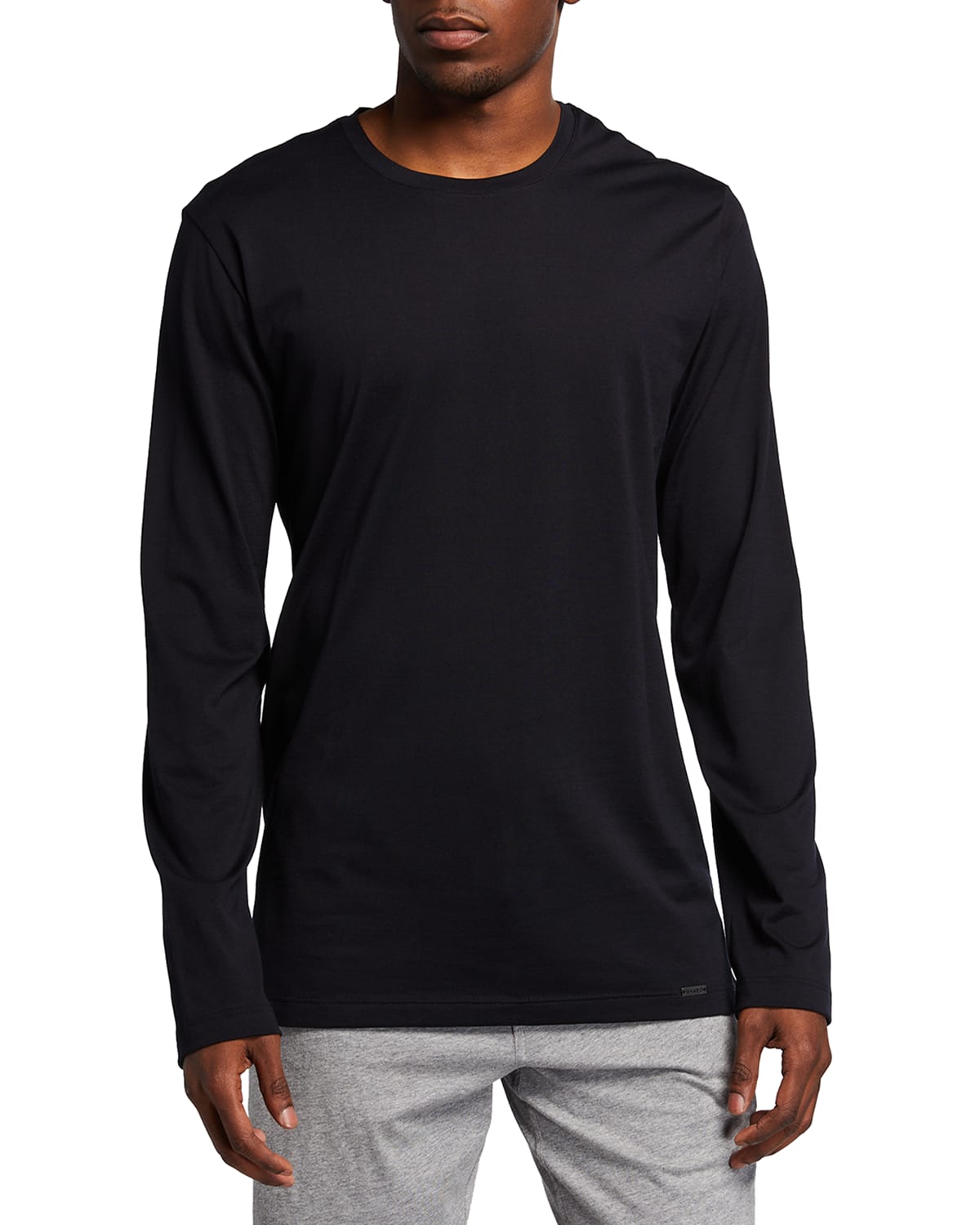 Hanro Night And Day Solid Long Sleeve Tee In Black