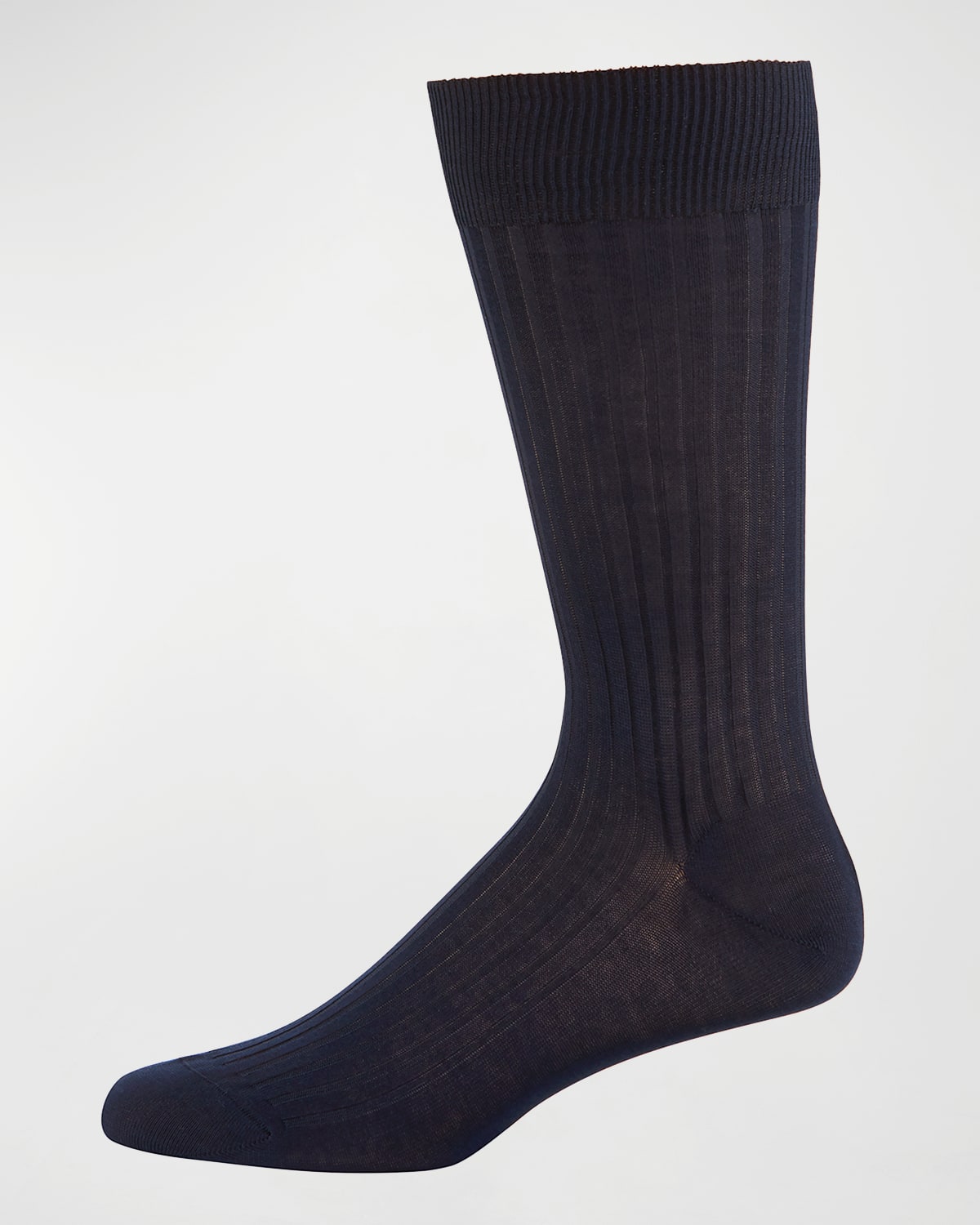 Shop Pantherella Mid-calf Stretch-lisle Dress Socks In Navy