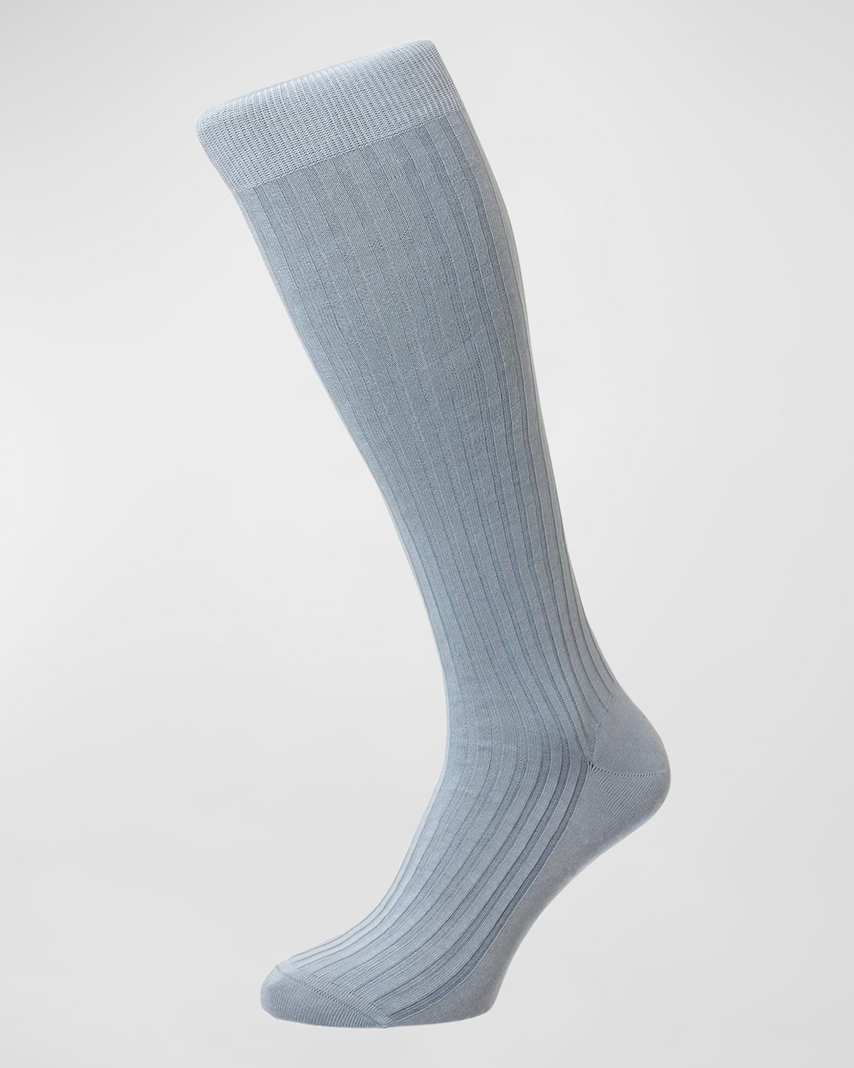 Pantherella Rainbow Striped Stretch-cotton Blend Socks In Sky Blue
