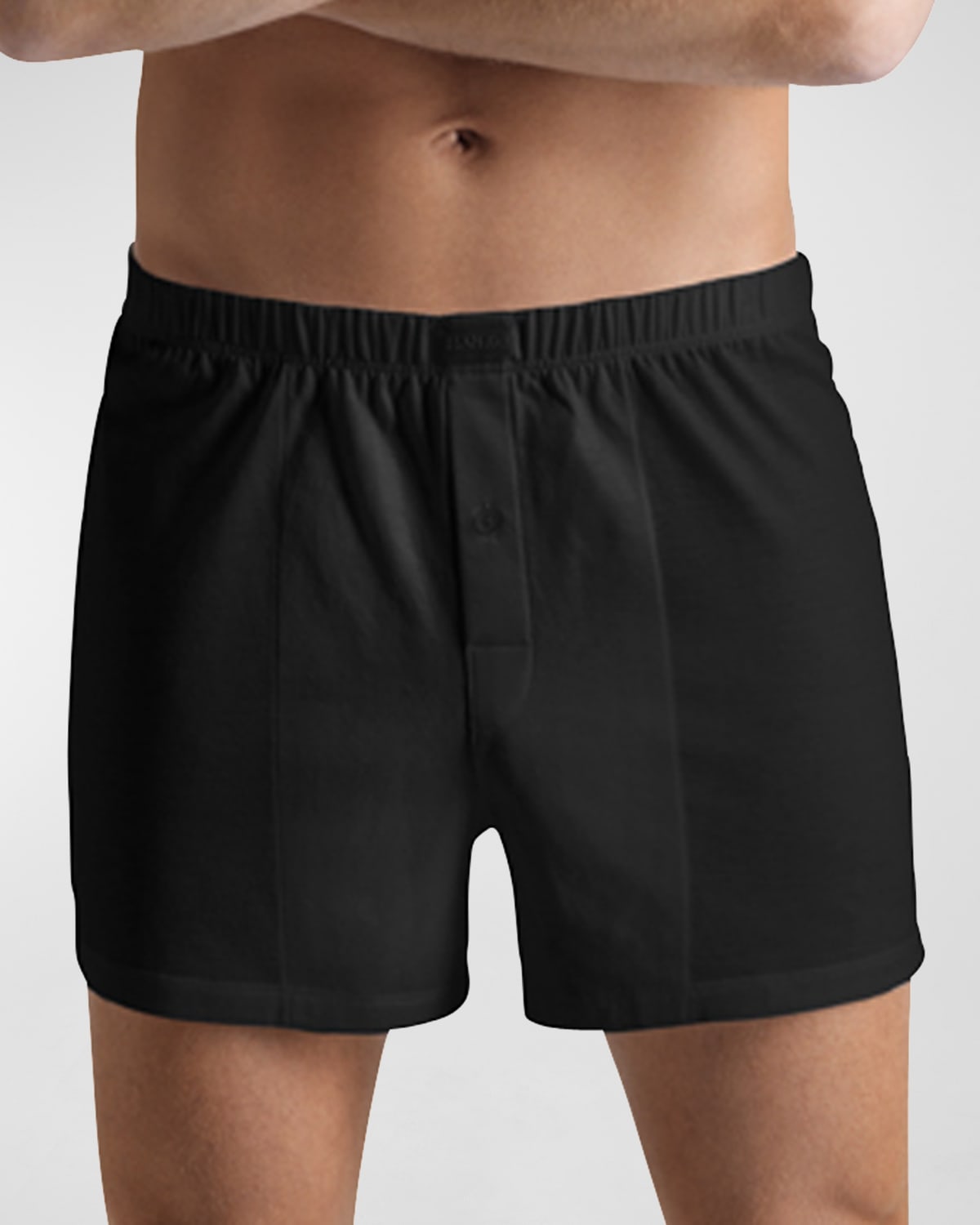 Shop Hanro Men's Sporty Mercerized Cotton Boxers In Black