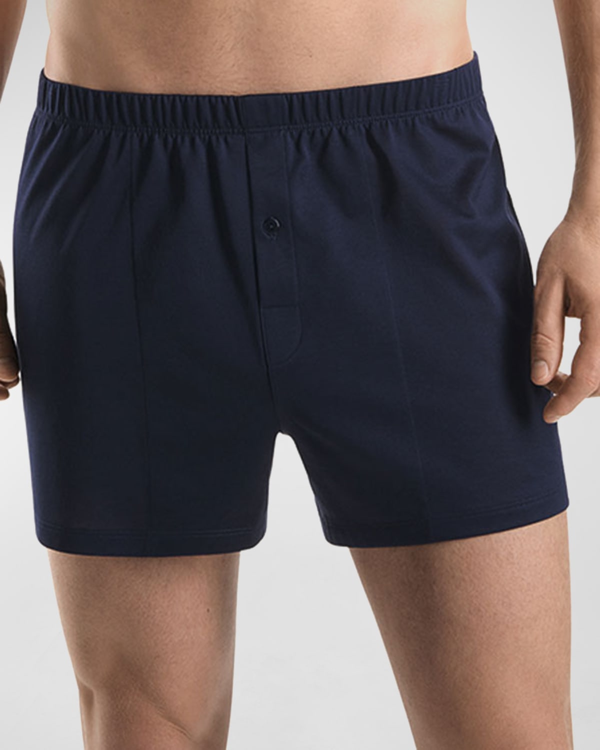 HANRO - Cotton Sporty - Knit Boxer With Button Fly - midnight navy