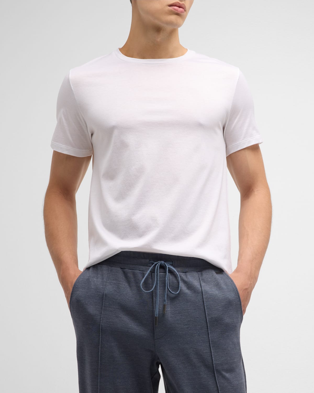 Hanro Men's Cotton Sporty Crewneck T-shirt In White