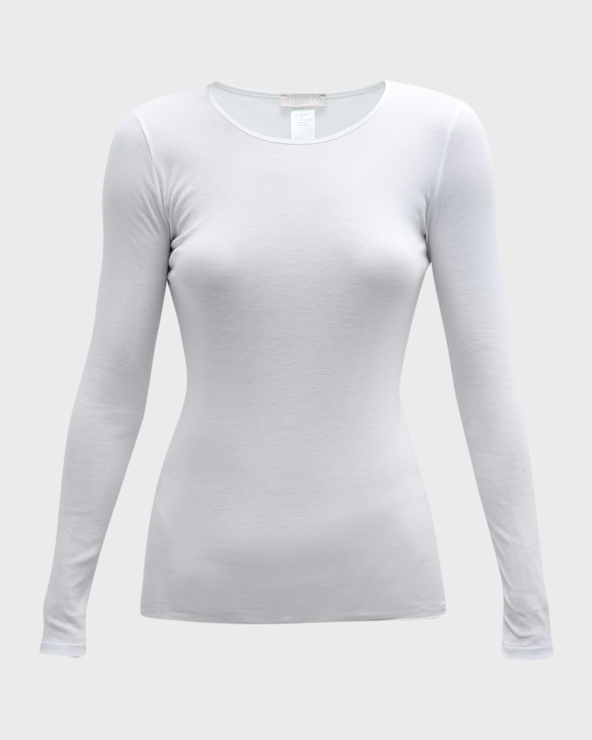 Shop Hanro Cotton Seamless Long-sleeve Top In White