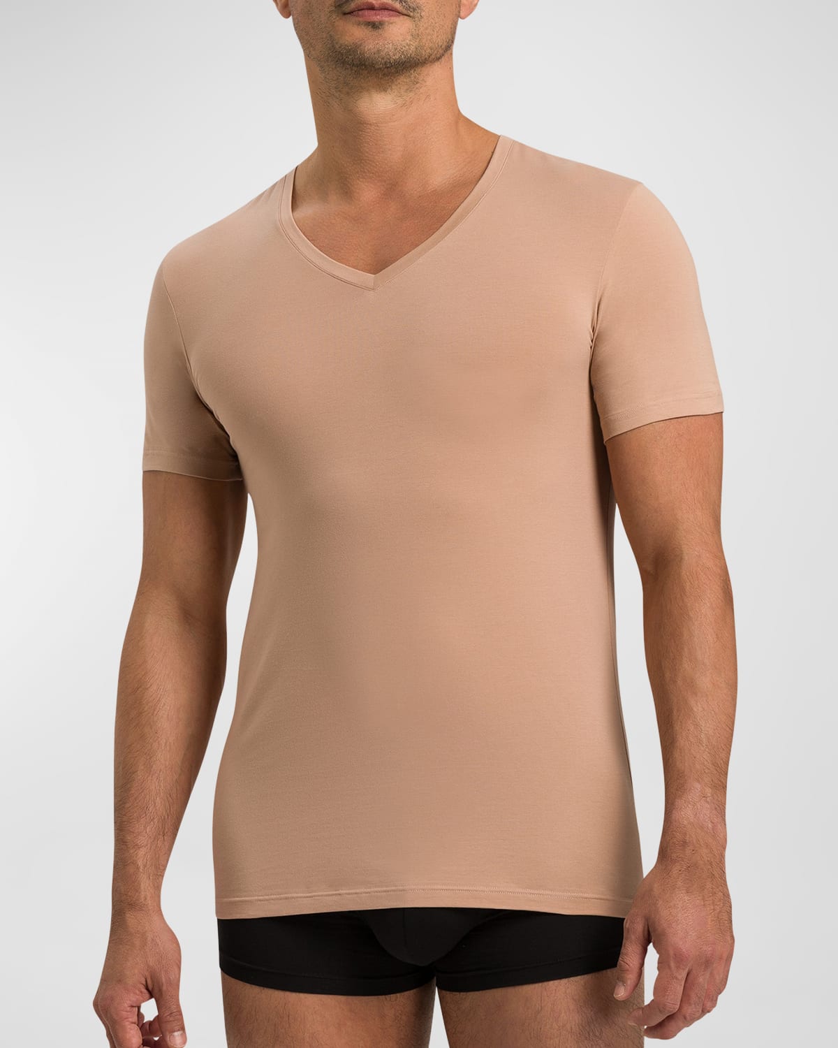 Shop Hanro Cotton Superior V-neck T-shirt In Neutral