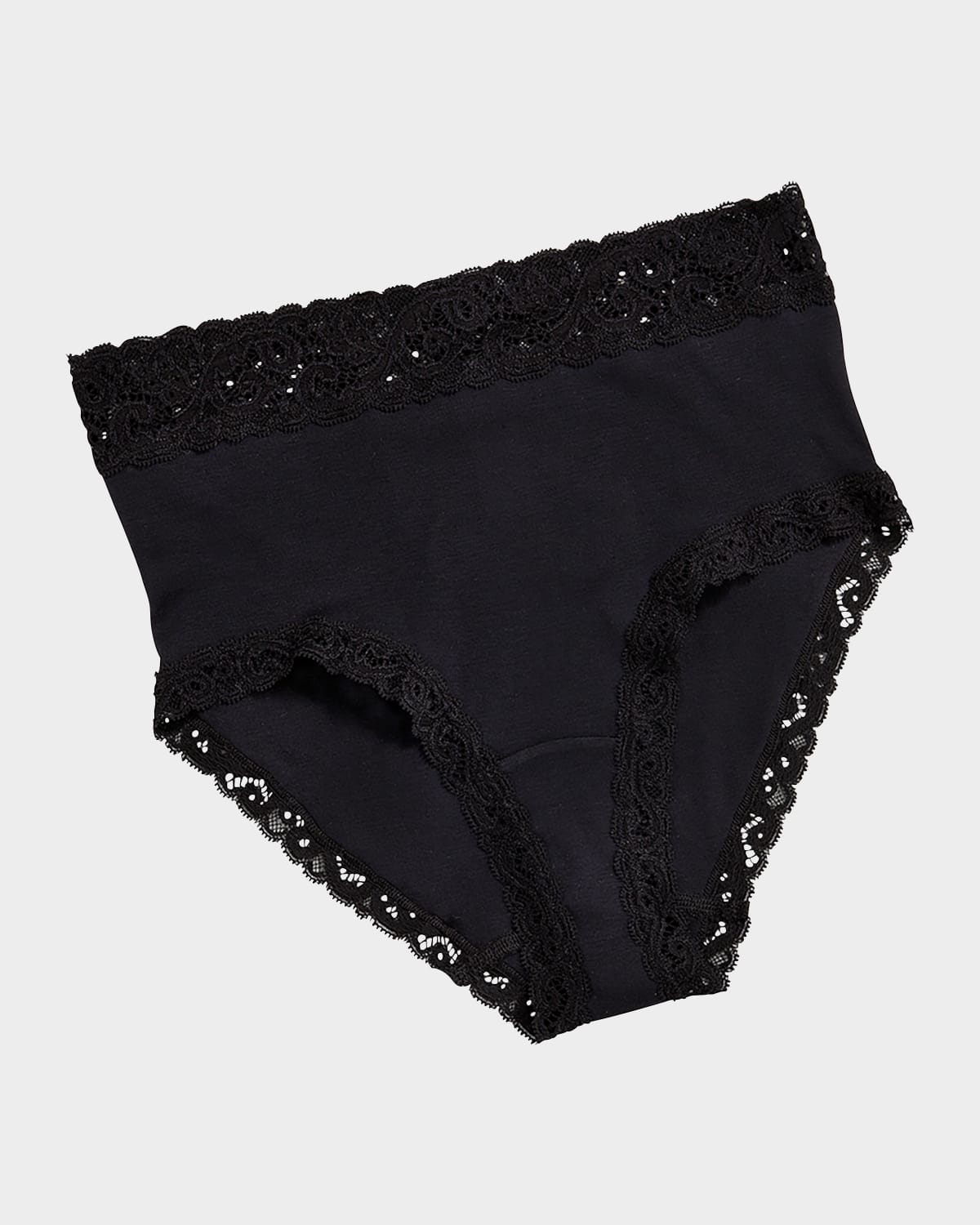 Shop Hanro Moments Lace-trim Full Brief In Black