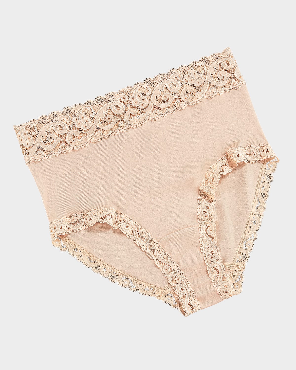 Shop Hanro Moments Lace-trim Full Brief In Skin