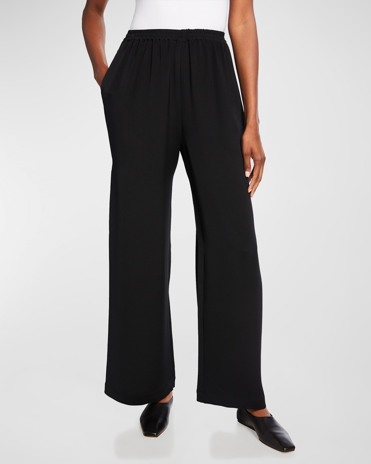 Flare Wide-Leg Silk Trousers