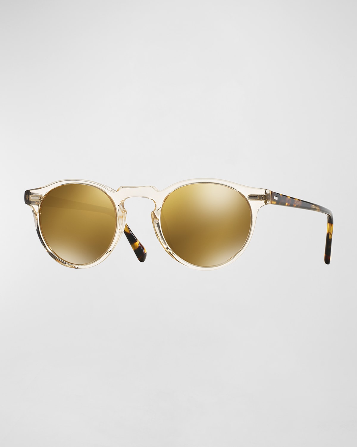 OLIVER PEOPLES GREGORY PECK 47 ROUND SUNGLASSES, YELLOW