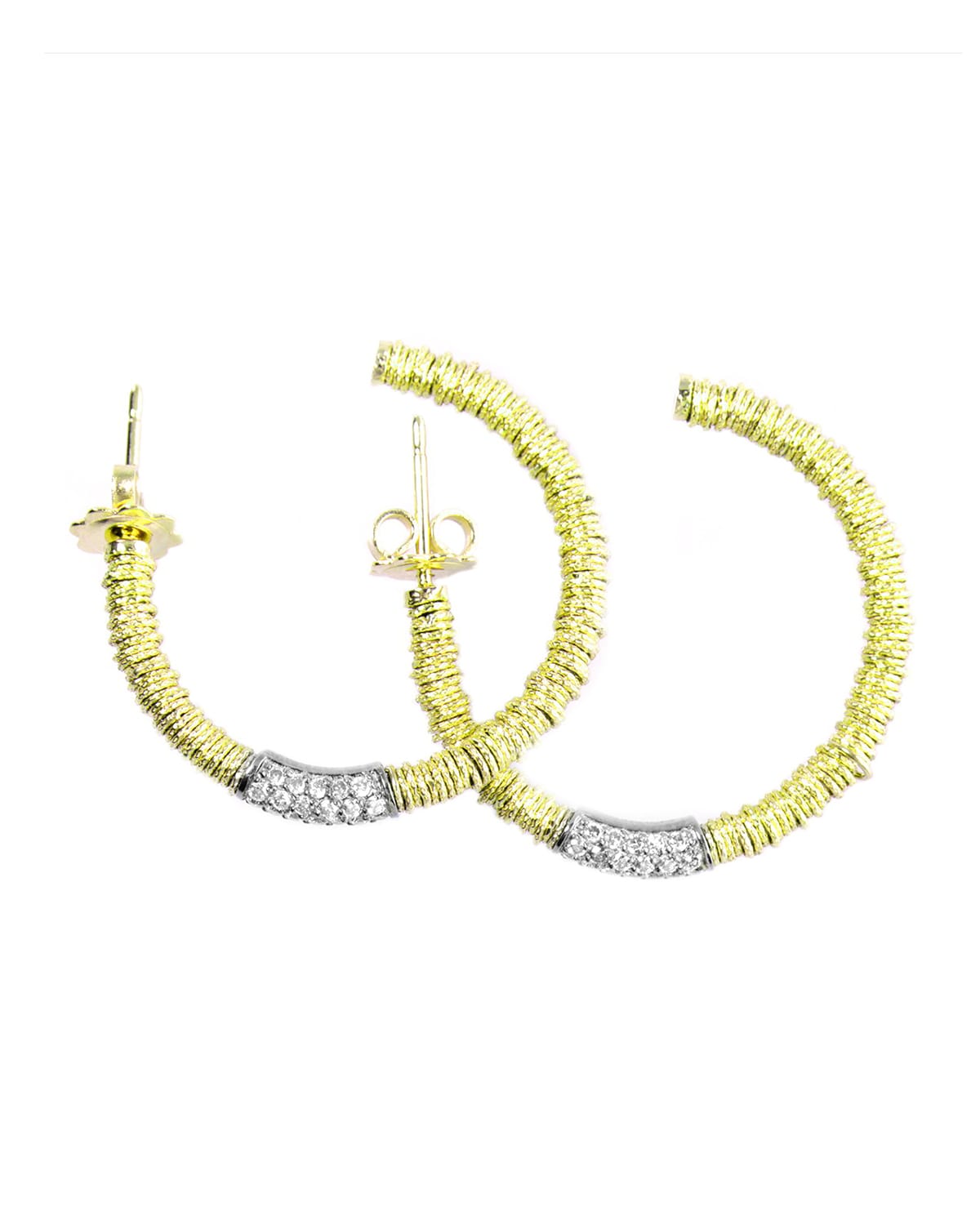 JOY 18k Gold Hoop Earrings w/ Diamond Tube