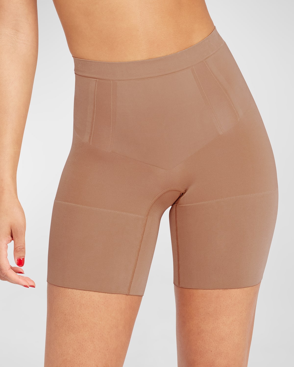 Spanx Oncore Mid-thigh Shorts In Neutral