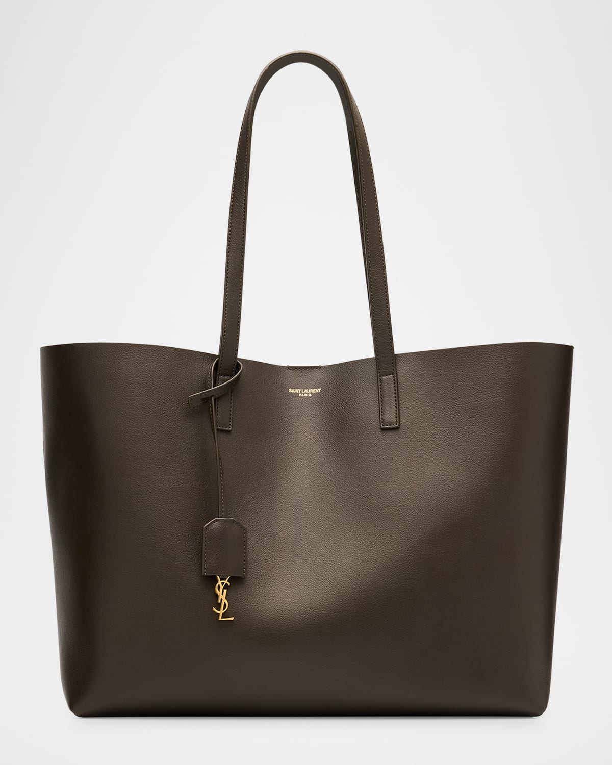 Saint Laurent Shopping Bag East-west Tote In Smooth Leather In 3212 Light Musk Mist