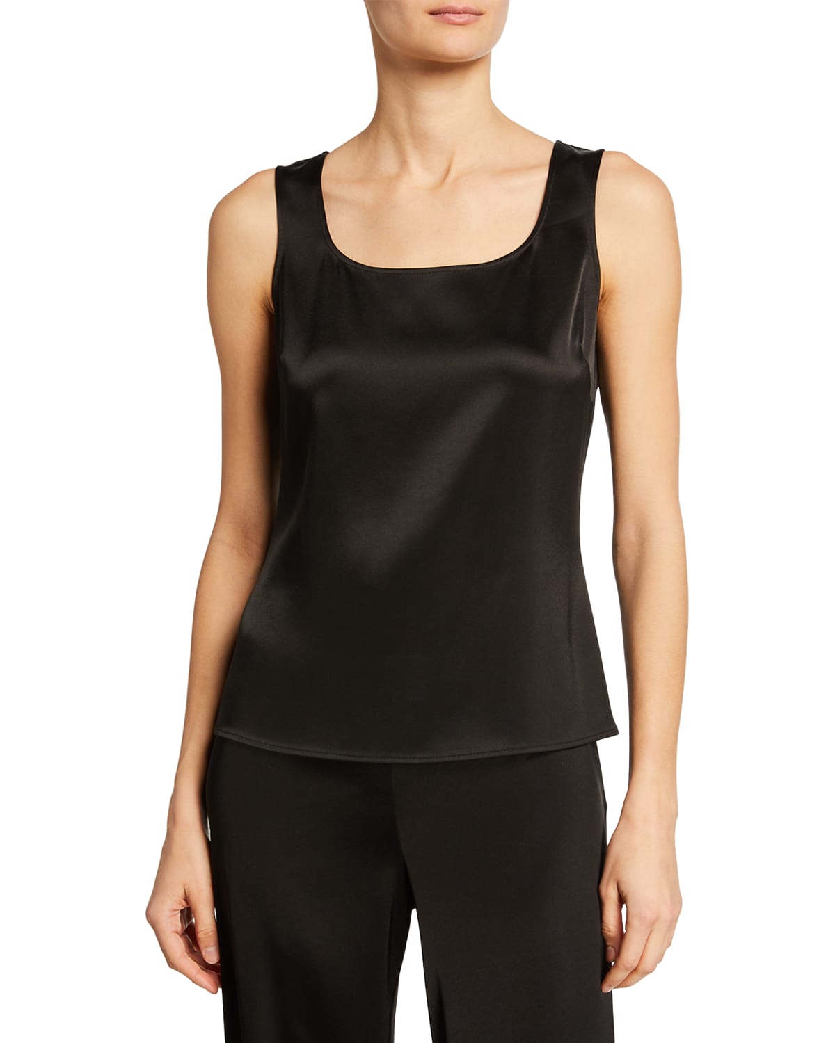 Shop St John Liquid Satin Tank Top In Black