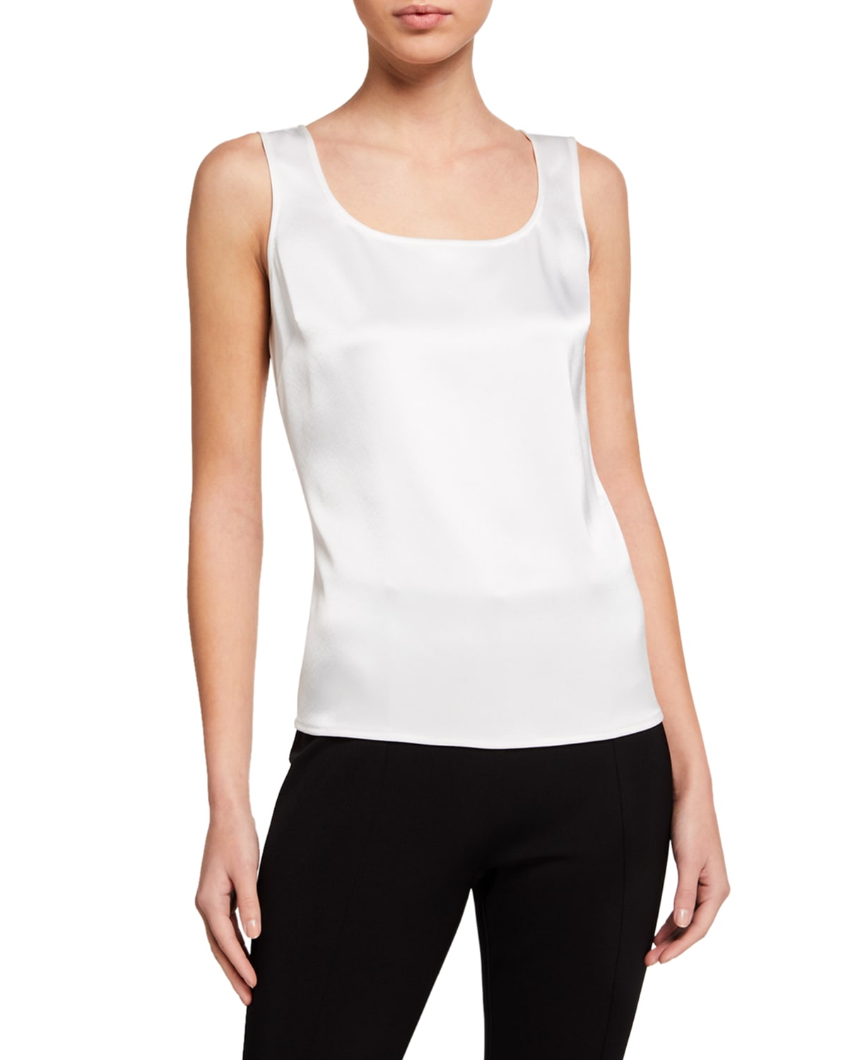 St John Liquid Satin Tank Top In White