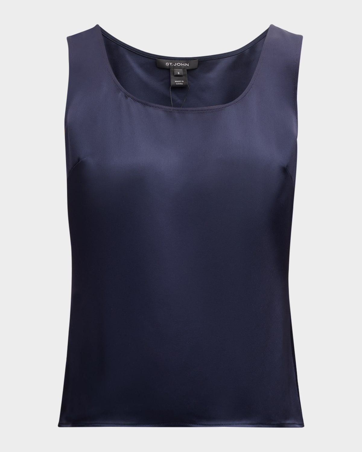 Shop St John Liquid Satin Tank Top In Midn