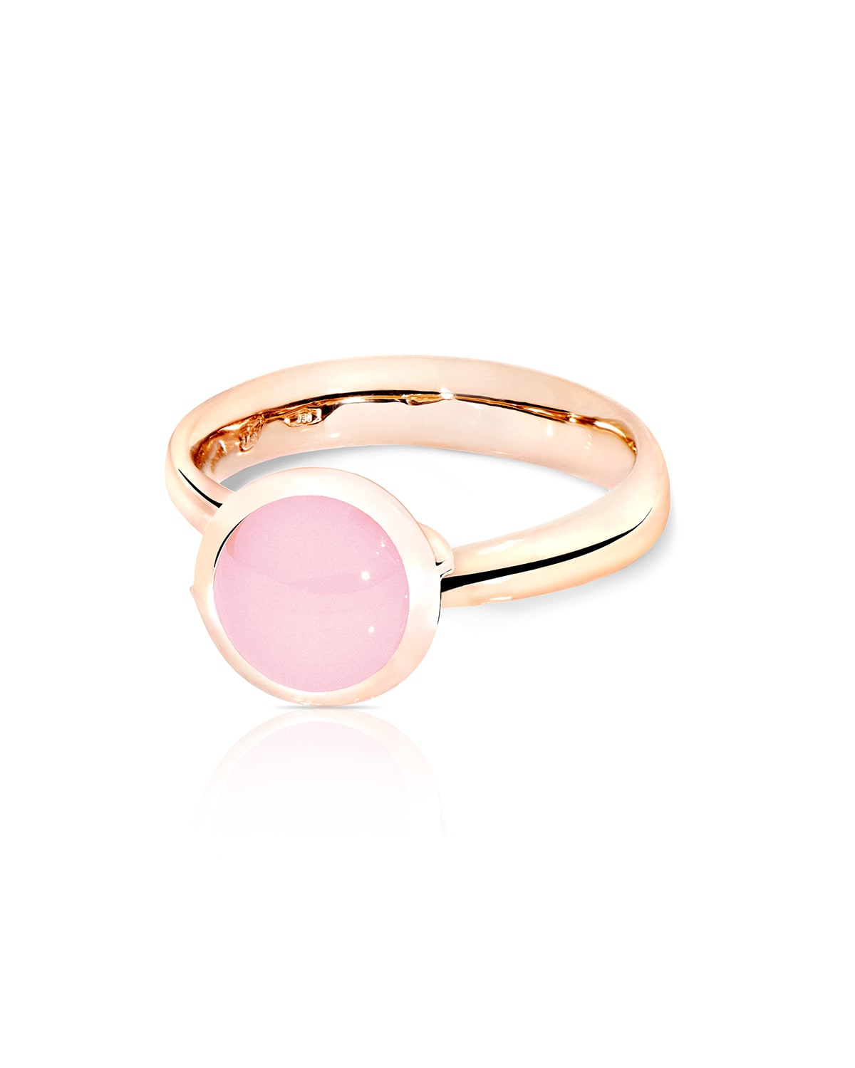 Bouton 18k Rose Gold Pink Chalcedony Ring, Size 7/54