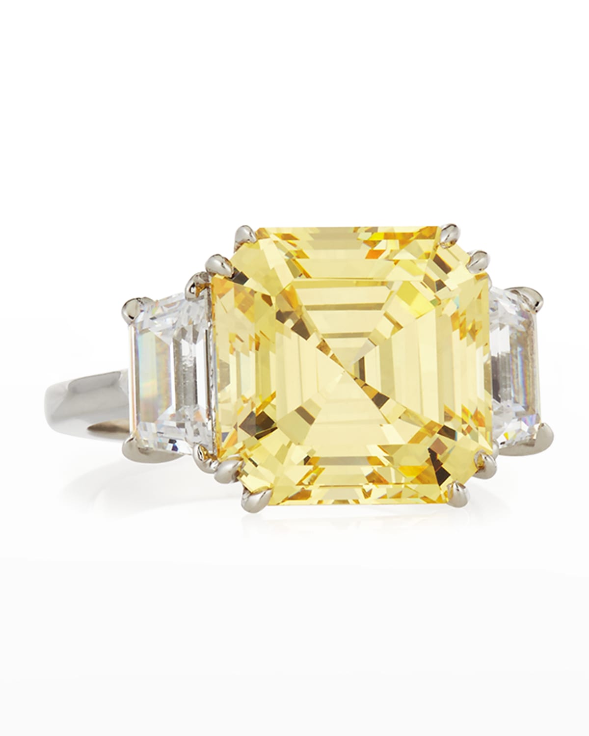 Canary Asscher Cubic Zirconia Ring, 13.00 TCW