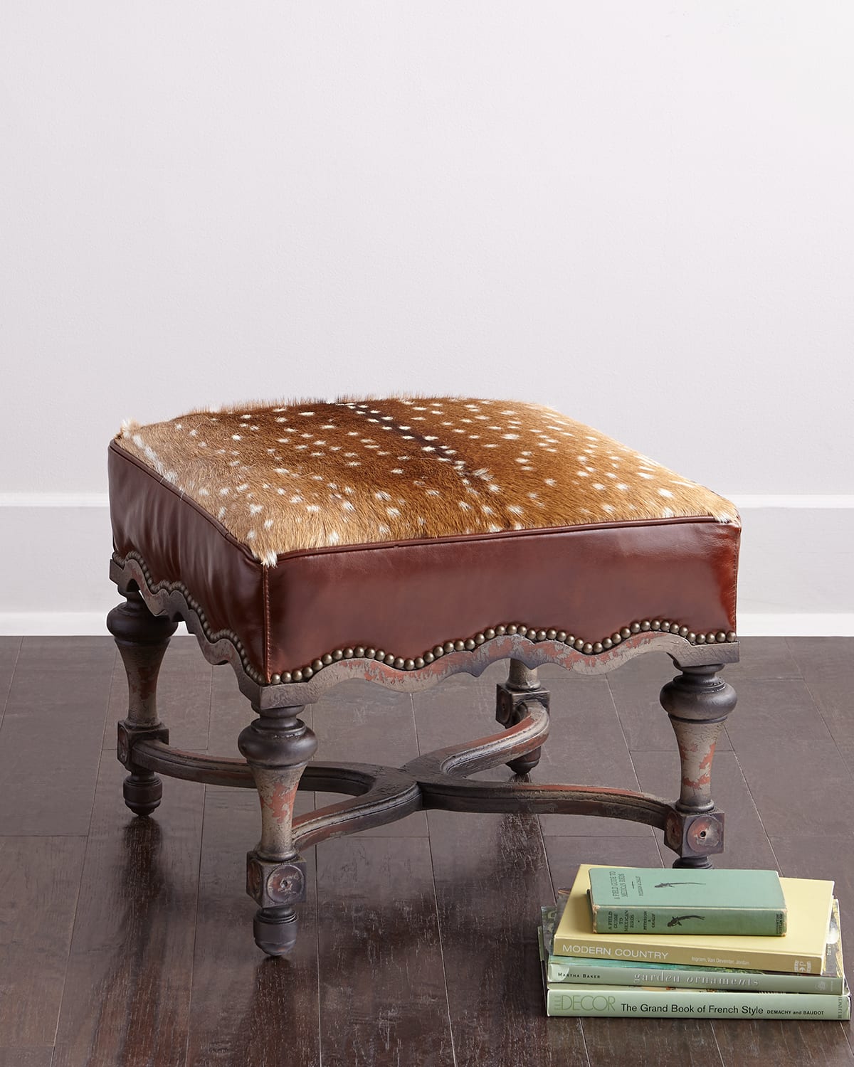Old Hickory Tannery Neval Hairhide Ottoman In Brown