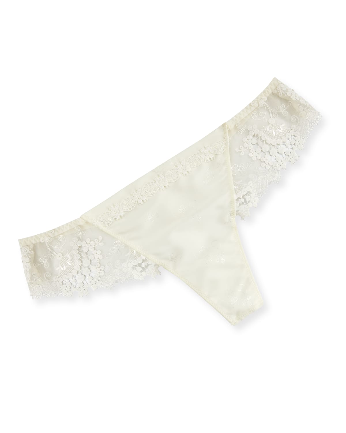 Simone Perele Delice Lace Mesh Thong In Ivory