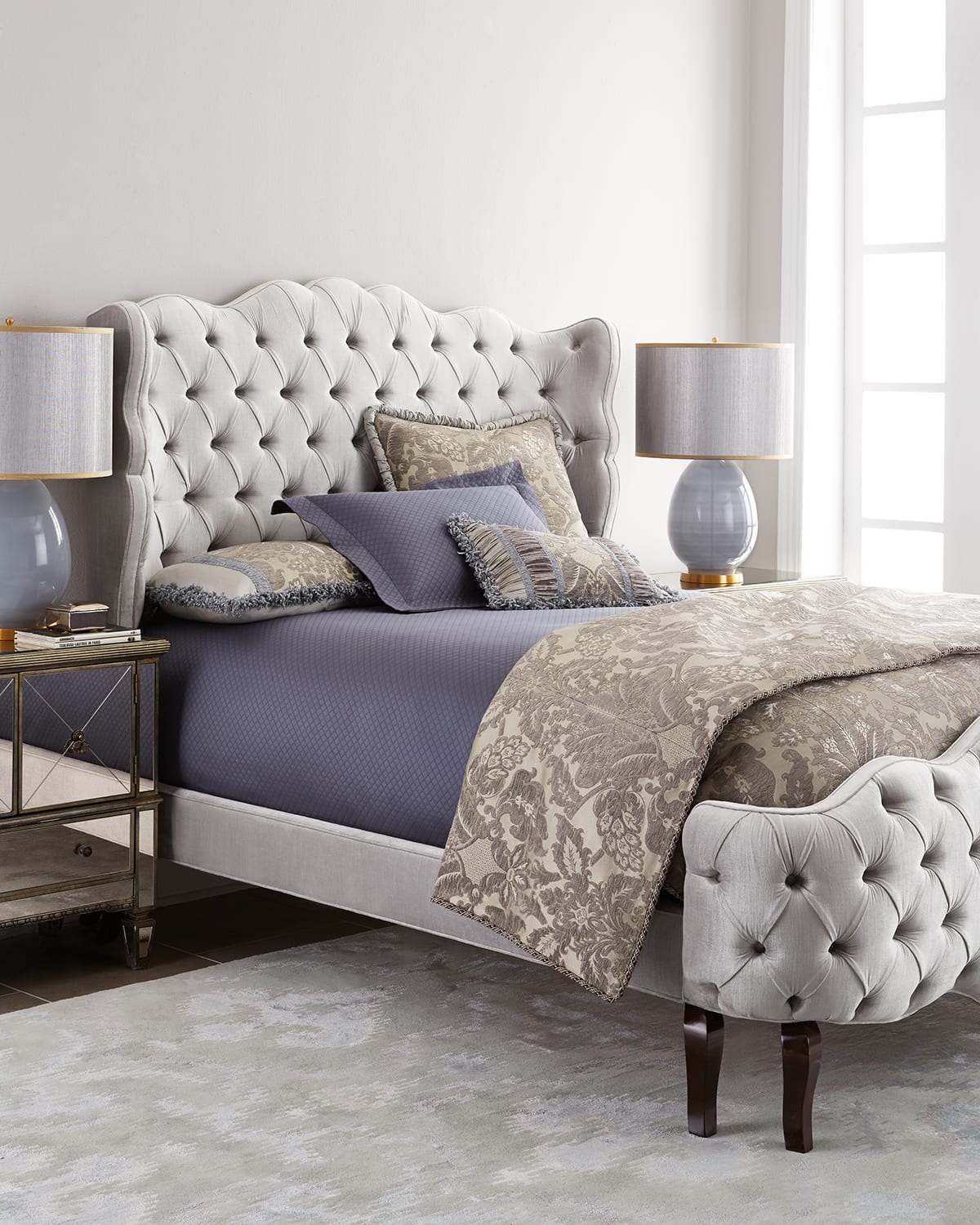 Haute House Pantages California King Tufted Bed In Silver / Gray