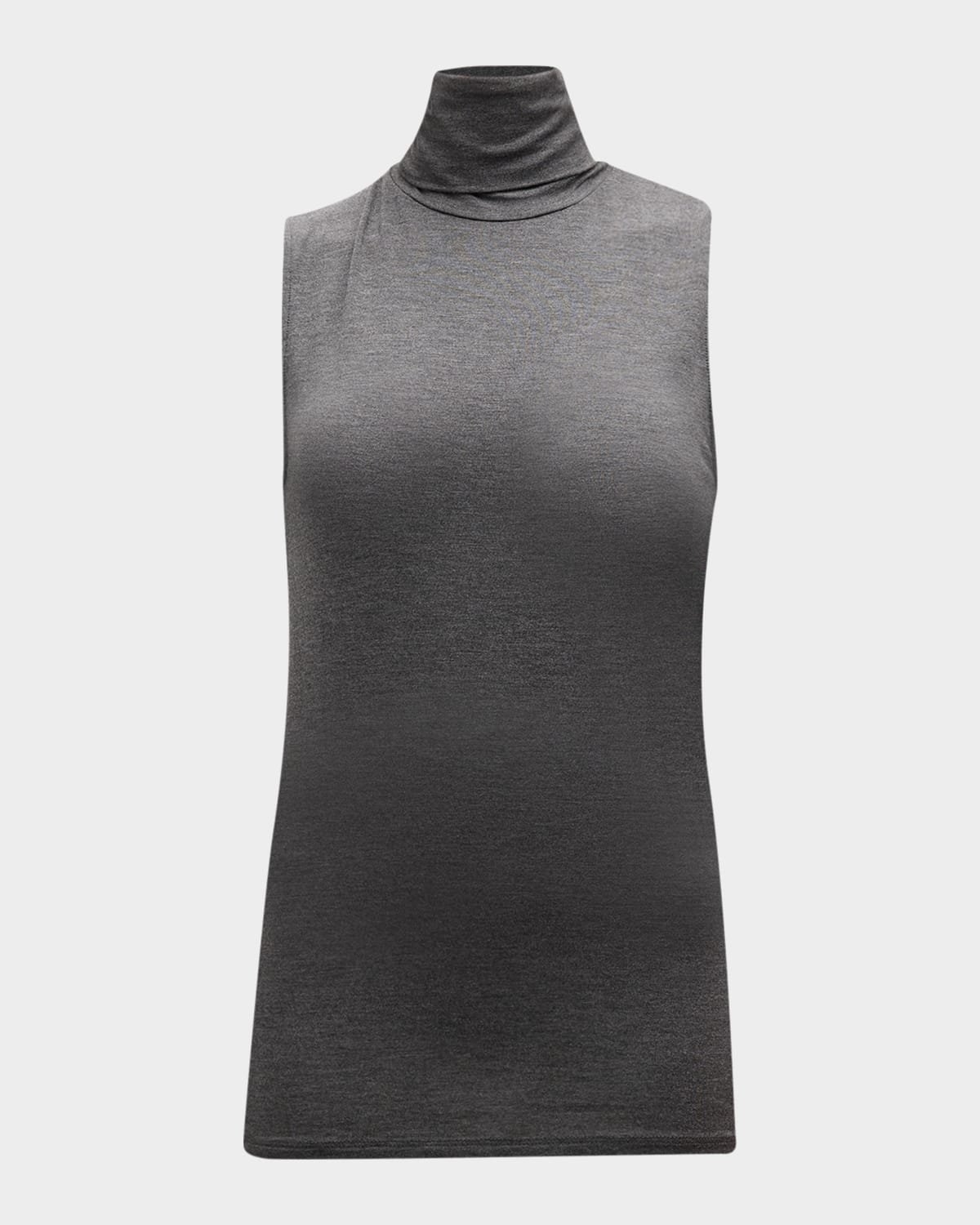 Majestic Soft Touch Sleeveless Stretch Turtleneck In Flannelle