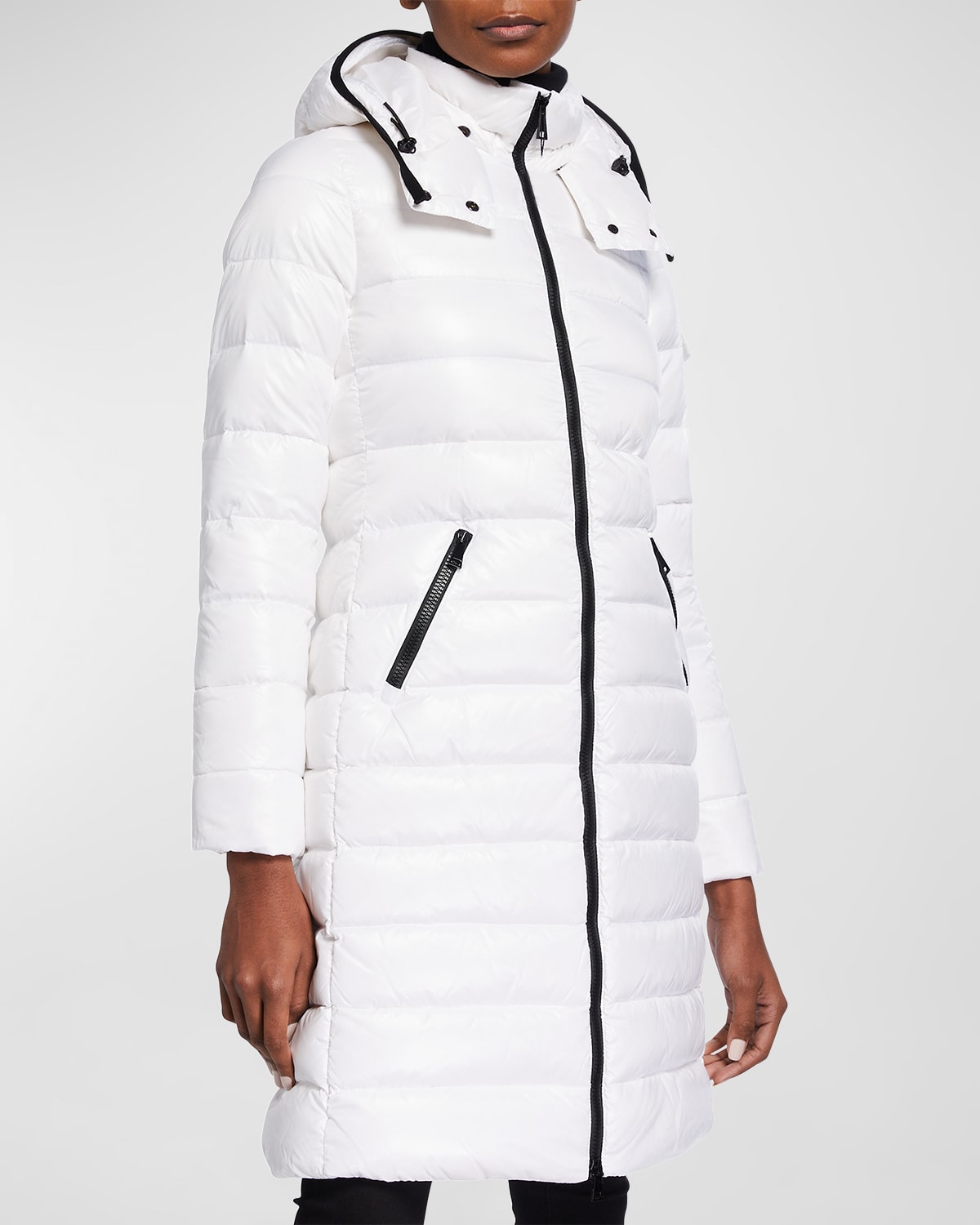 Moka Shiny Fitted Puffer Coat with Hood