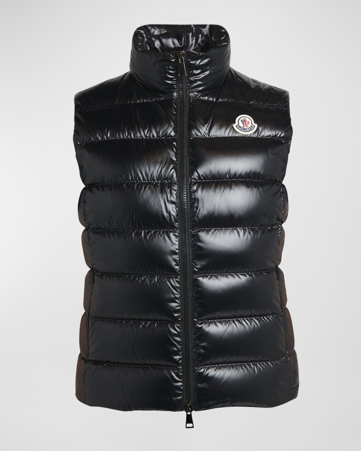 Moncler Ghany Shiny Quilted Puffer Vest In Red