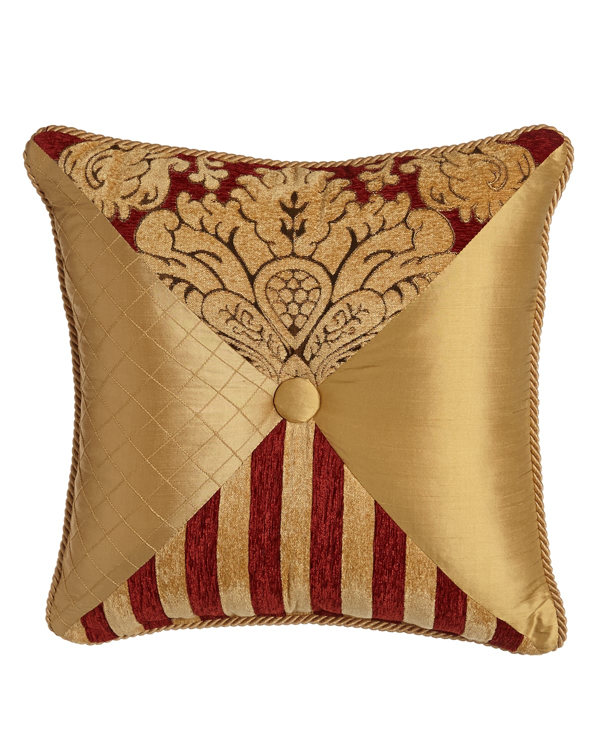 Shop Austin Horn Collection Bellissimo Square Pieced Pillow With Button & Cording In Rust Red