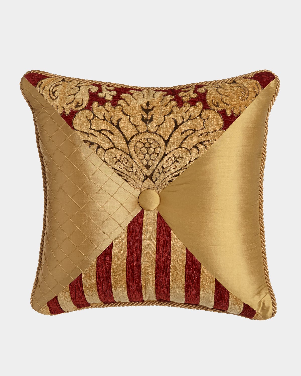 Shop Austin Horn Collection Bellissimo Square Pieced Pillow With Button & Cording In Rust Red