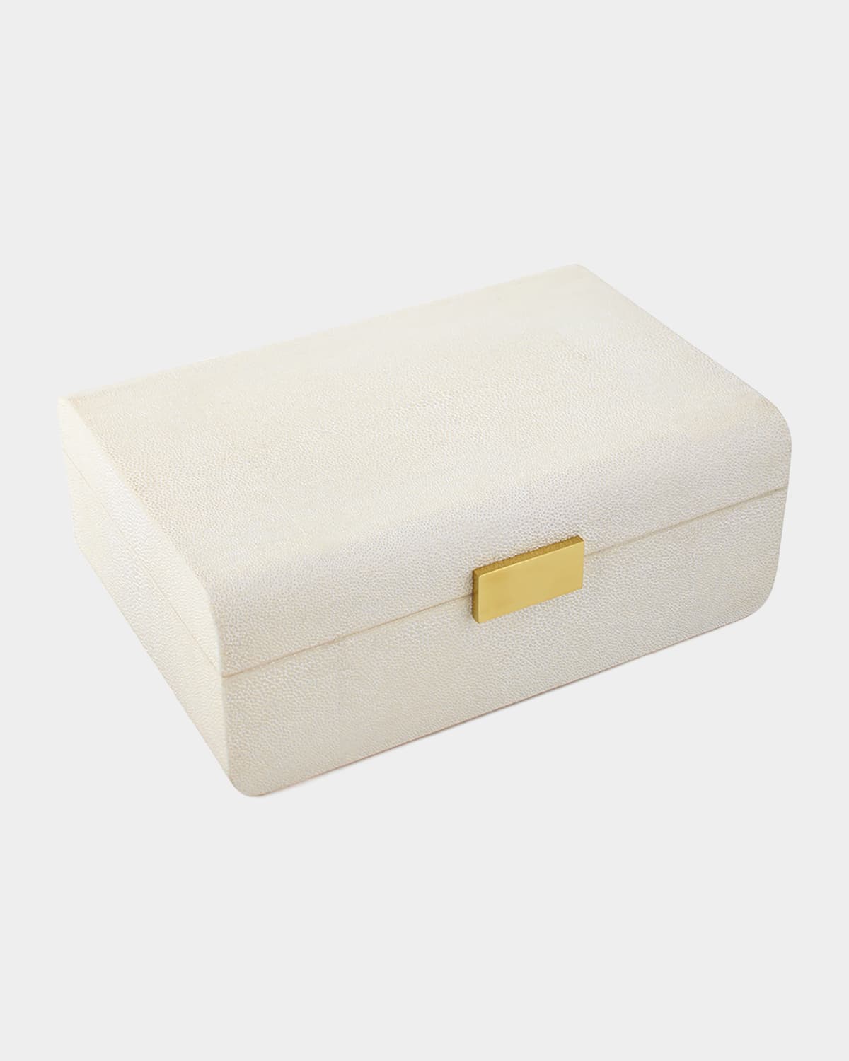 Aerin Cream Faux-shagreen Large Decorative Box