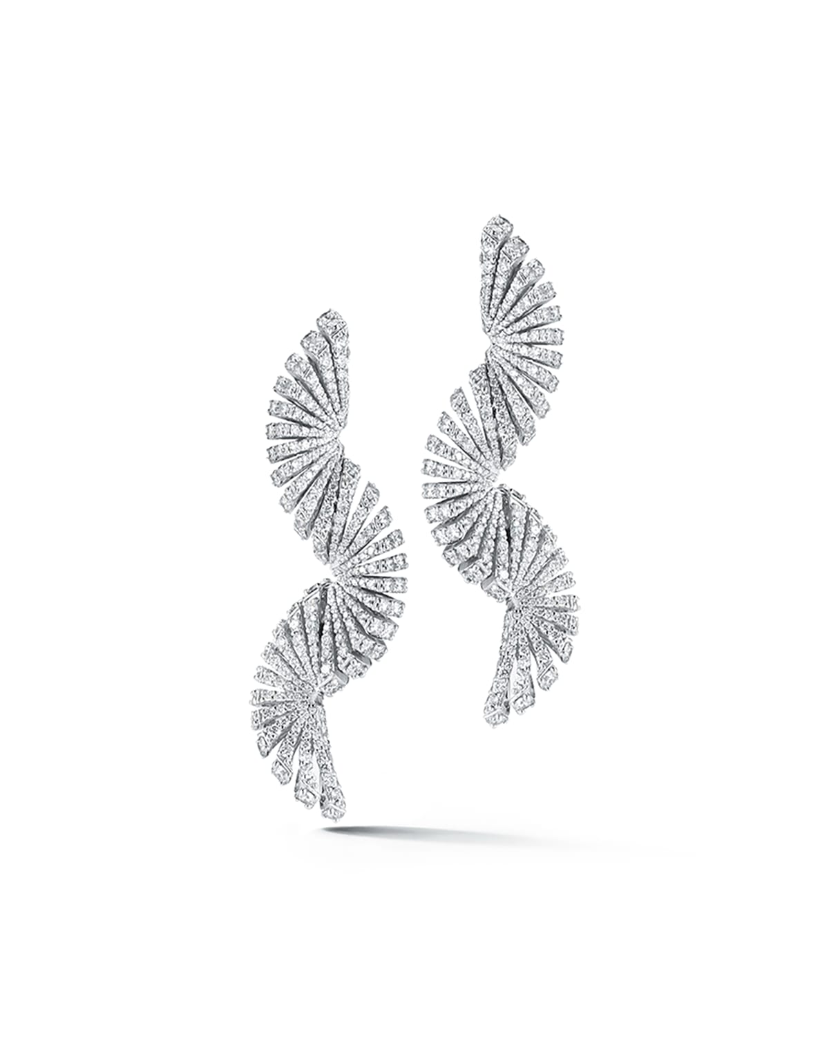 Ventaglio 18K Long Diamond Fan-Drop Earrings