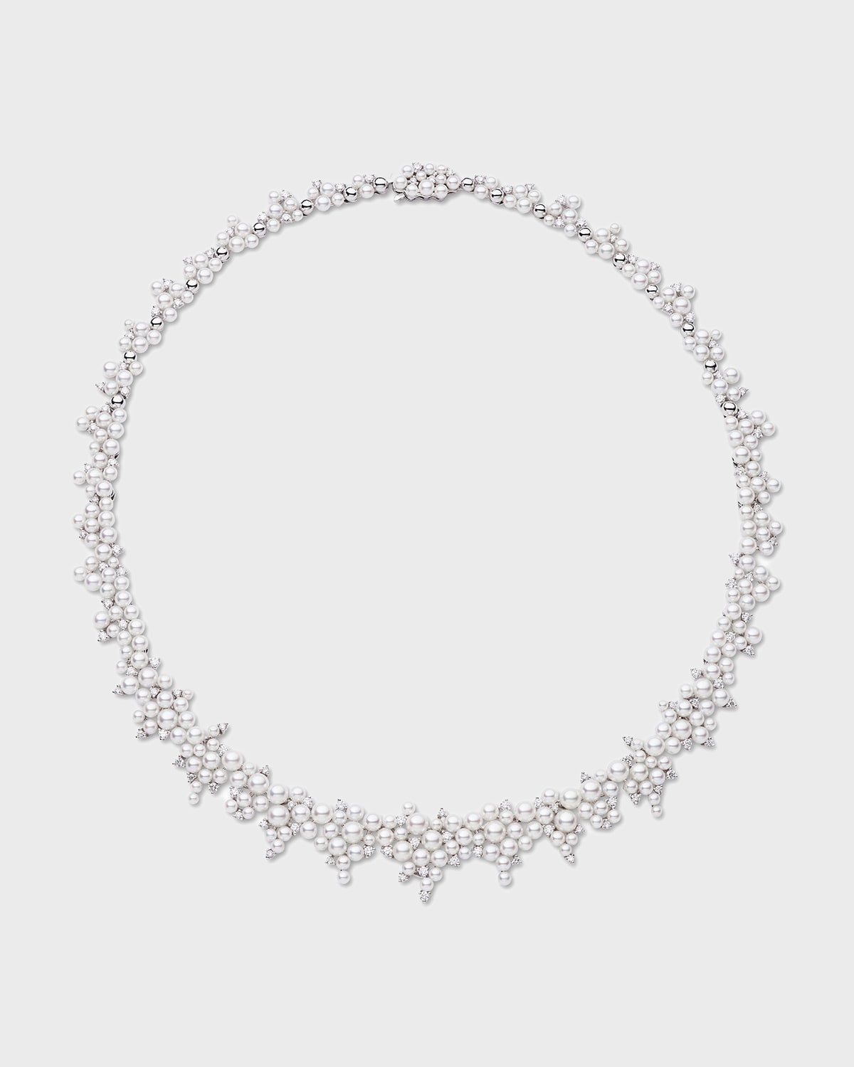 Lagrange 18k White Gold Pearl and Diamond Necklace