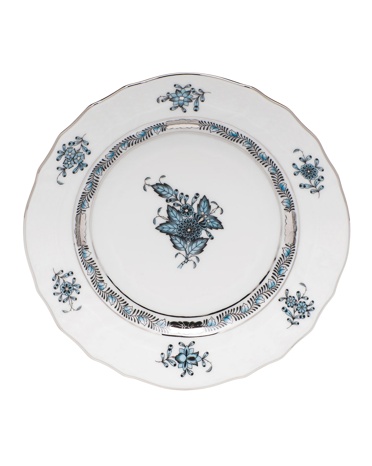 Herend Chinese Bouquet Turquoise & Platinum Bread & Butter Plate