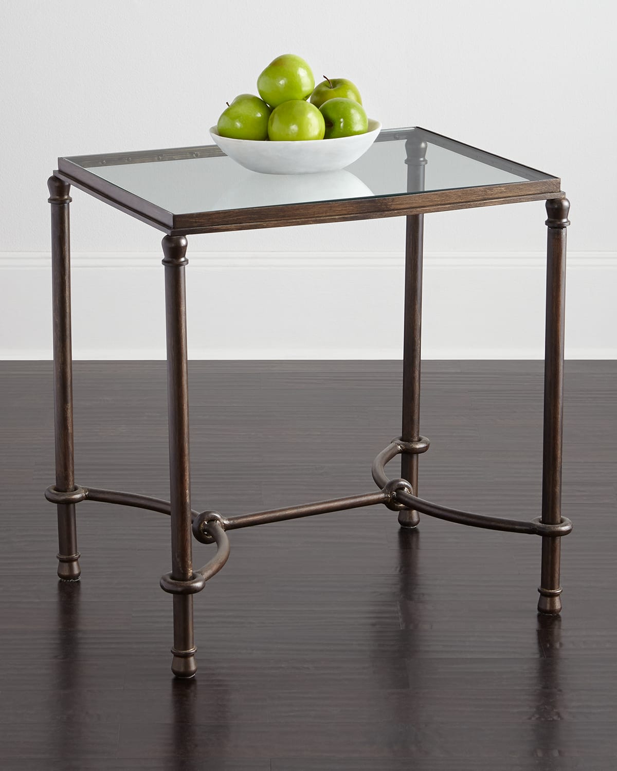 The Uttermost Co Hanigan Glass-top End Table In Brown/glass