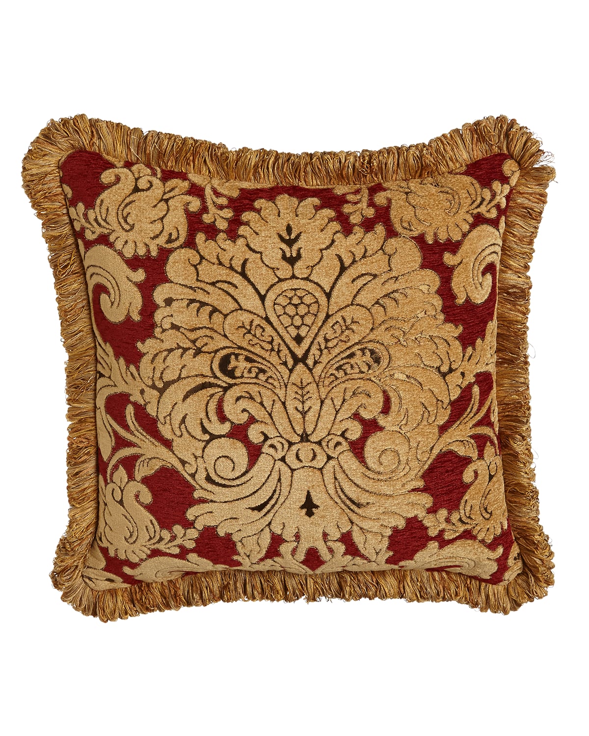 Shop Austin Horn Collection Bellissimo Square Chenille Pillow With Fringe, 20"sq. In Rust Red