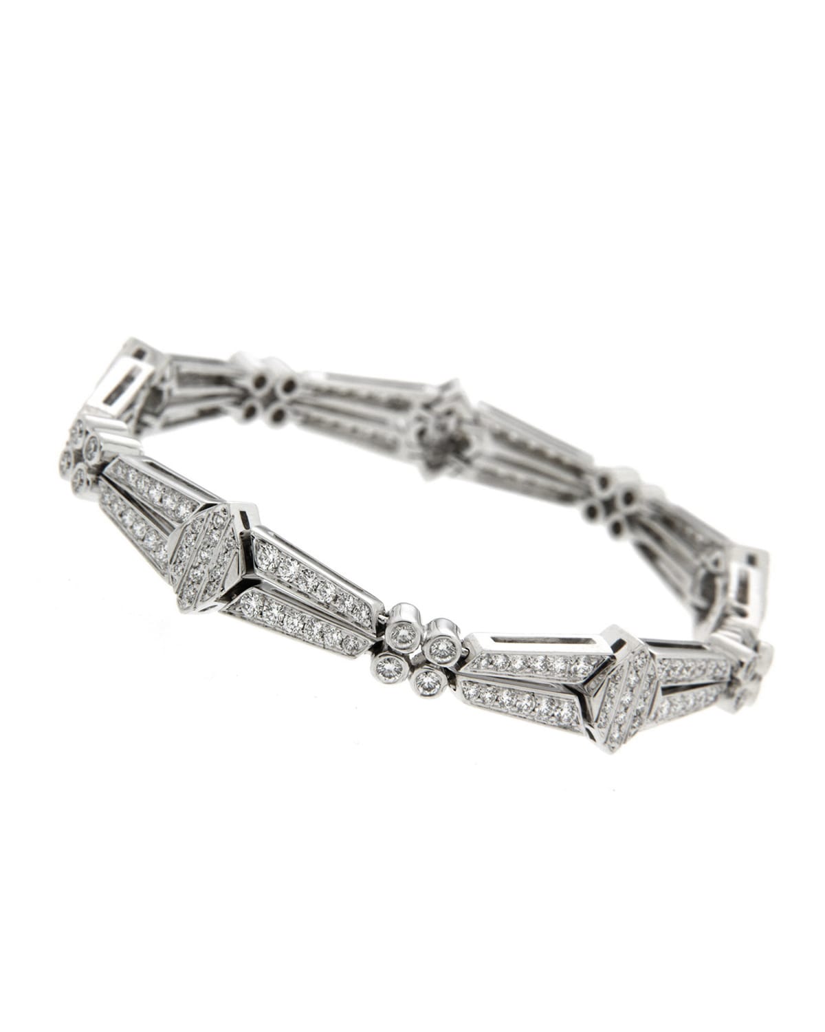 18k White Gold 2-Row Diamond Art Deco Bracelet