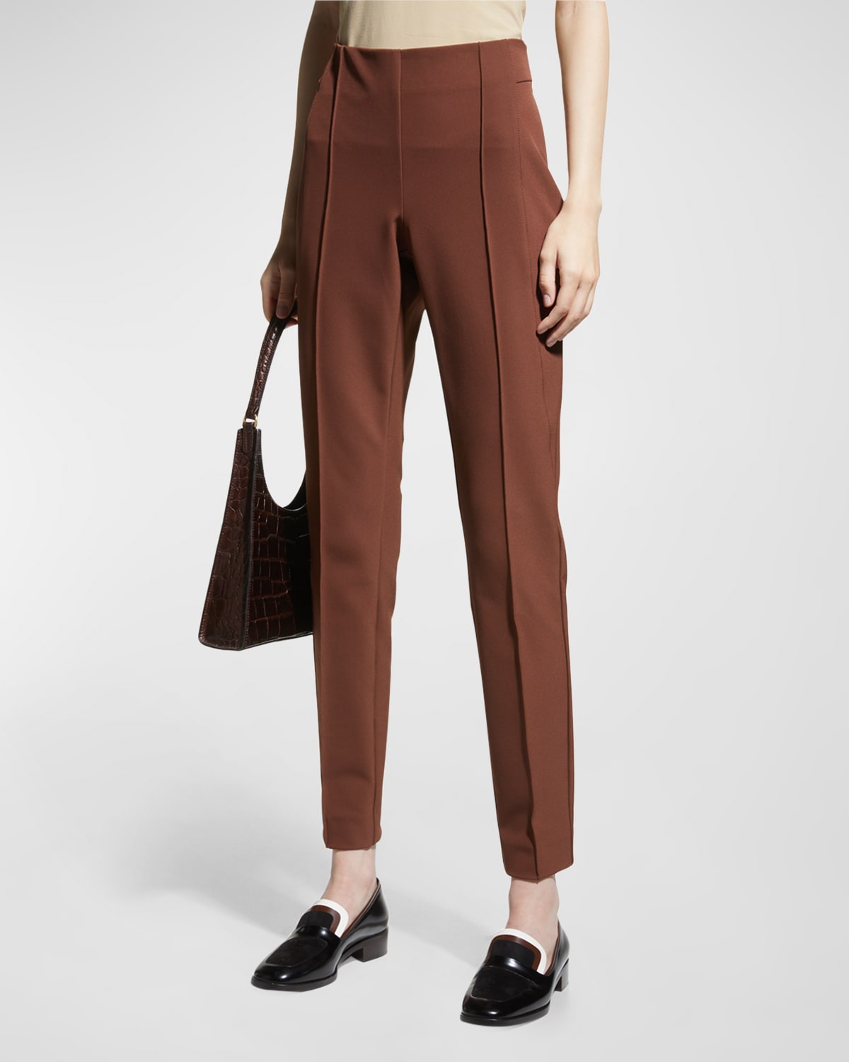 Lafayette 148 Gramercy Acclaimed-stretch Pants In Copper Dust