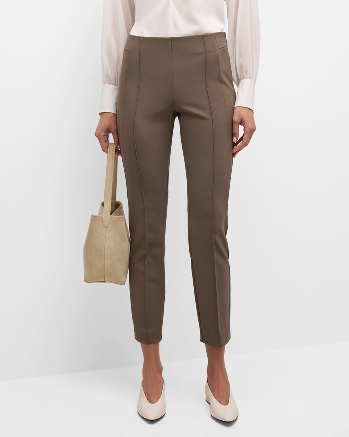 Lafayette 148 Gramercy Acclaimed-stretch Trousers In Nougat