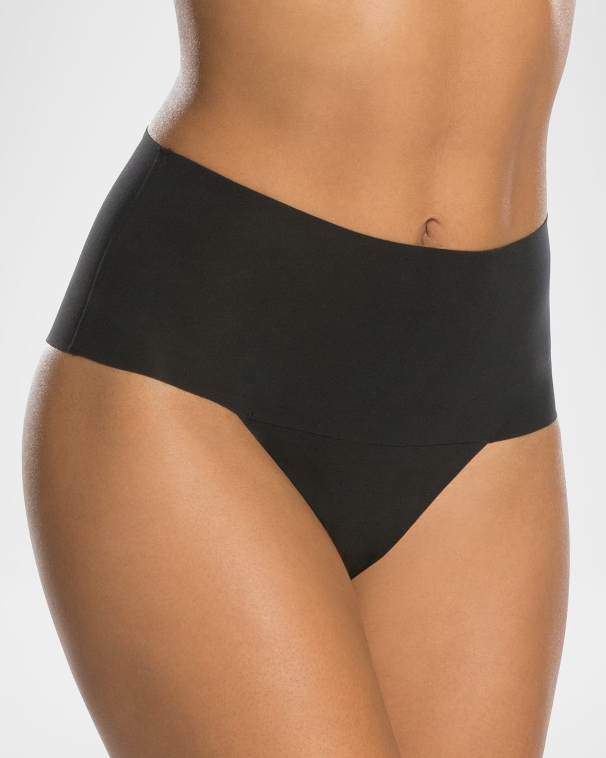 Spanx Undie-tectable Mid-rise Thong In Very Black