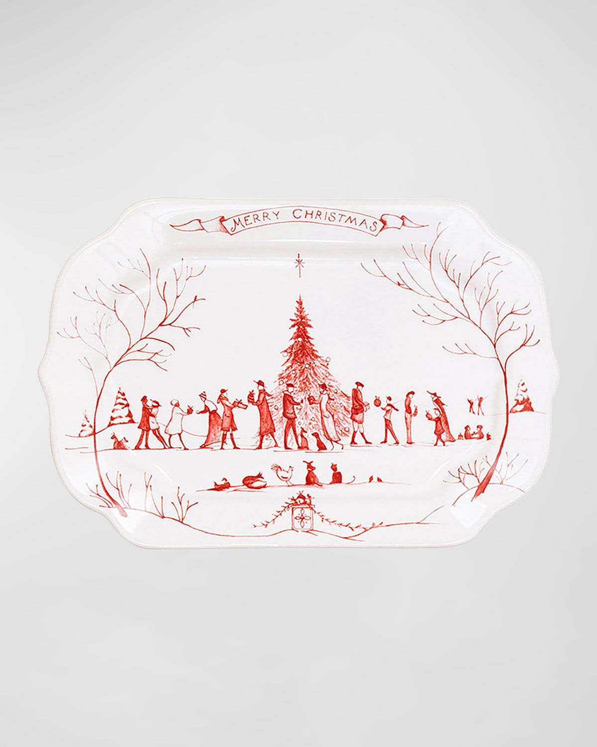 Country Estate Winter Frolic Ruby Gift Tray Merry Christmas