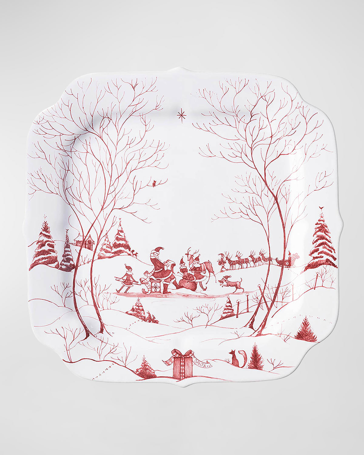 Country Estate Winter Frolic Ruby Santas Cookie Tray Naughty and Nice List