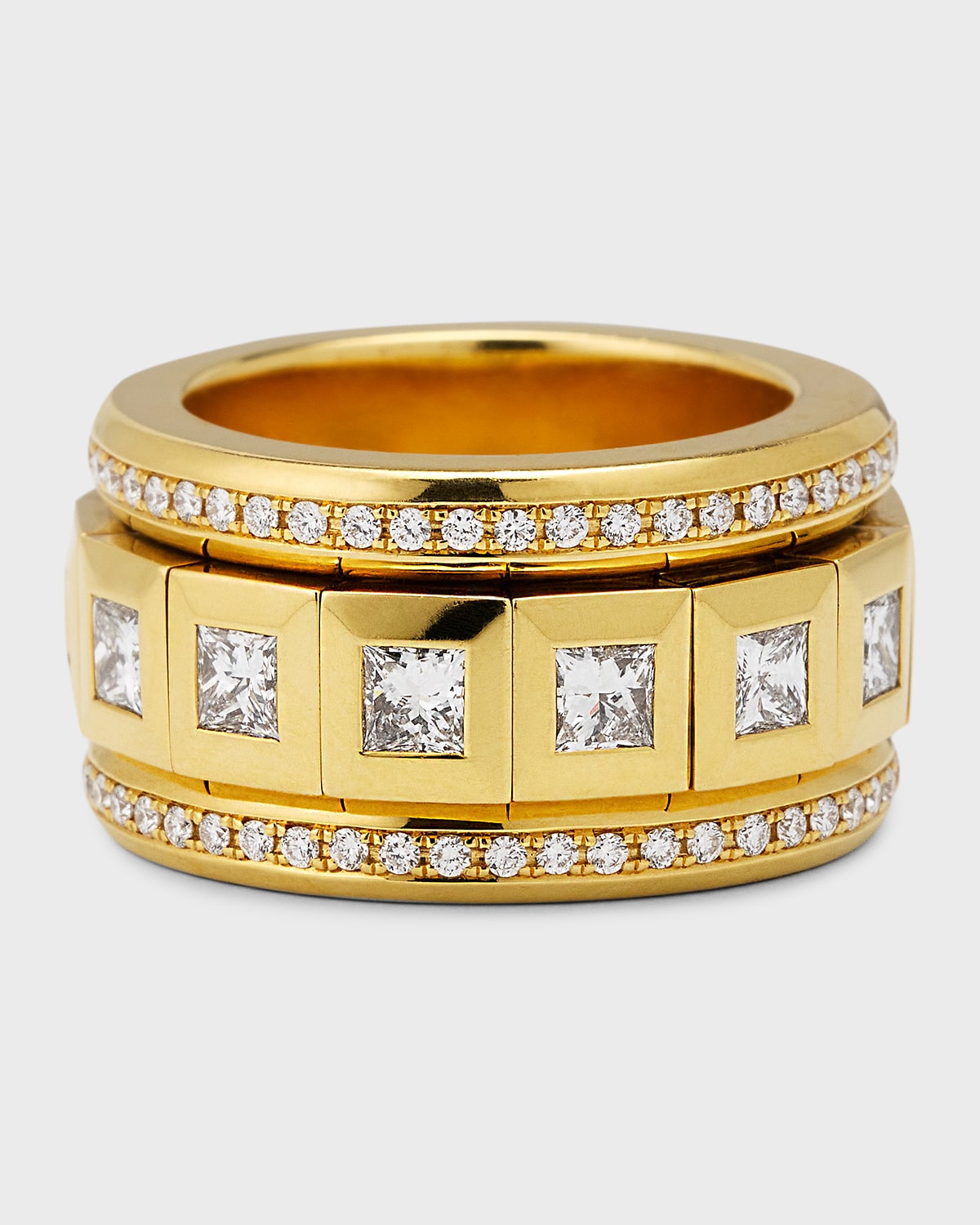 Curriculum Vitae 18k Yellow Gold Pave Ring, Size 8.5