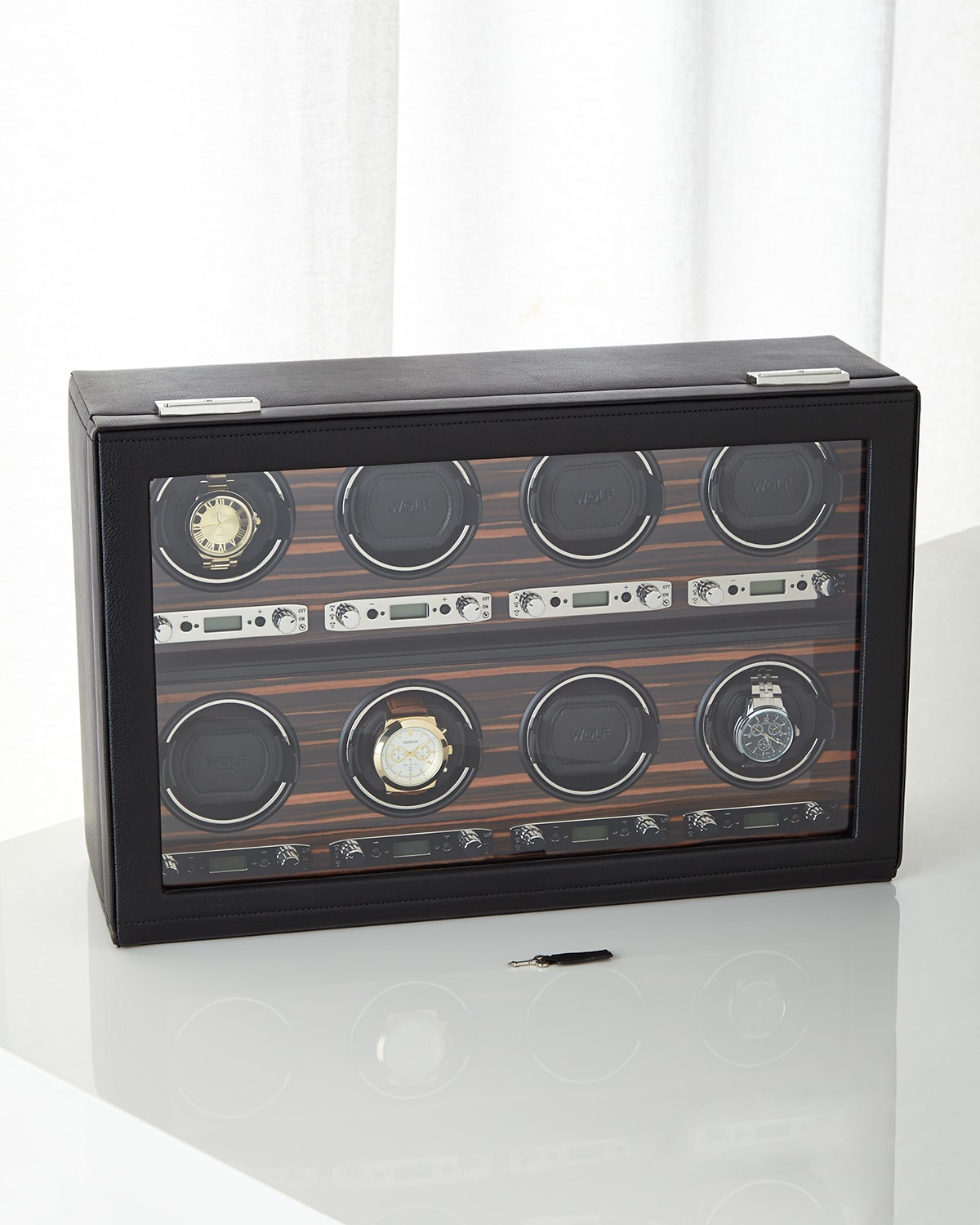 Wolf Roadster 8 Piece Watch Winder In Black